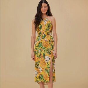 Yellow Biriba Sleeveless Midi Dress